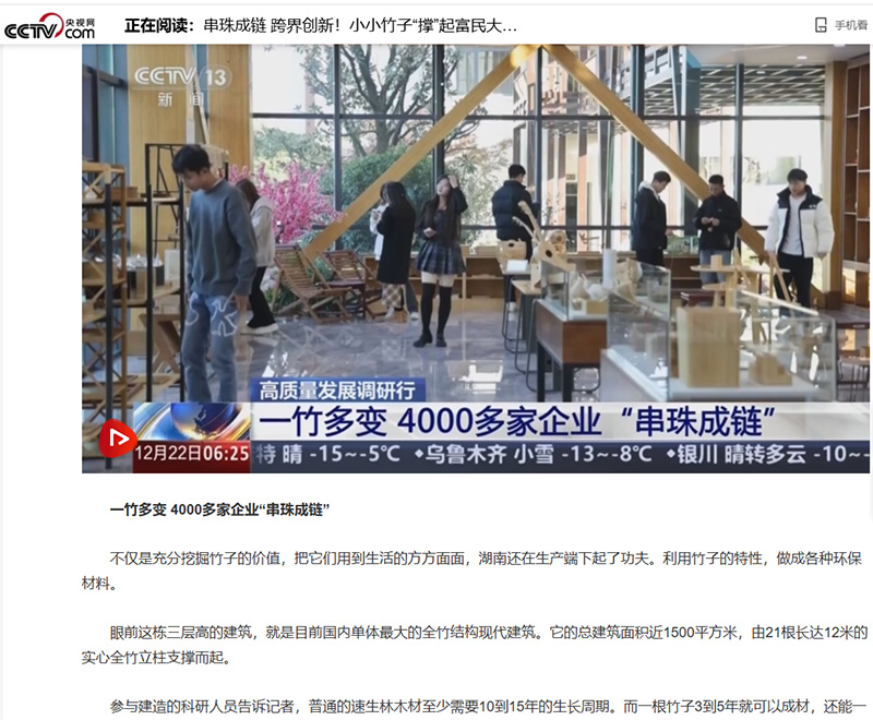 央視新聞—串珠成鏈 跨界創(chuàng)新！小小竹子“撐”起富民大產(chǎn)業(yè)